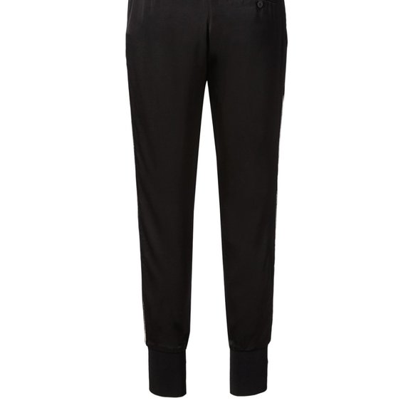 NWOT 3.1 Phillip Lim black satin jogger pants with metallic side stripe, 0 - Picture 6 of 7